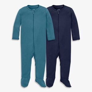 Primary Baby organic zip footie 2-pack Size 9-12slate-blue-navy / 9-12 / In stoc